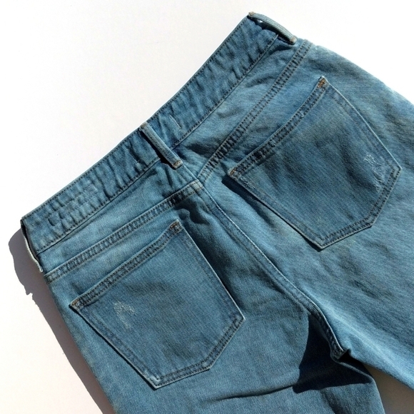 PacSun Retro Distressed Medium Blue High Rise Cropped Straight Leg Mom Jeans 25 - Picture 13 of 16